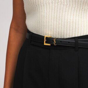 Saint Laurent YSL Monogram Leather Belt